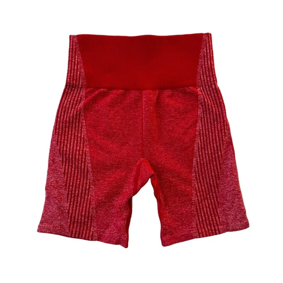 Fabletics Red Heathered Ribbed Detail Workout Activewear Shorts 6” Inseam XS - Picture 1 of 6